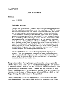 For 26/5/13 (The Lilies of the Field) click here