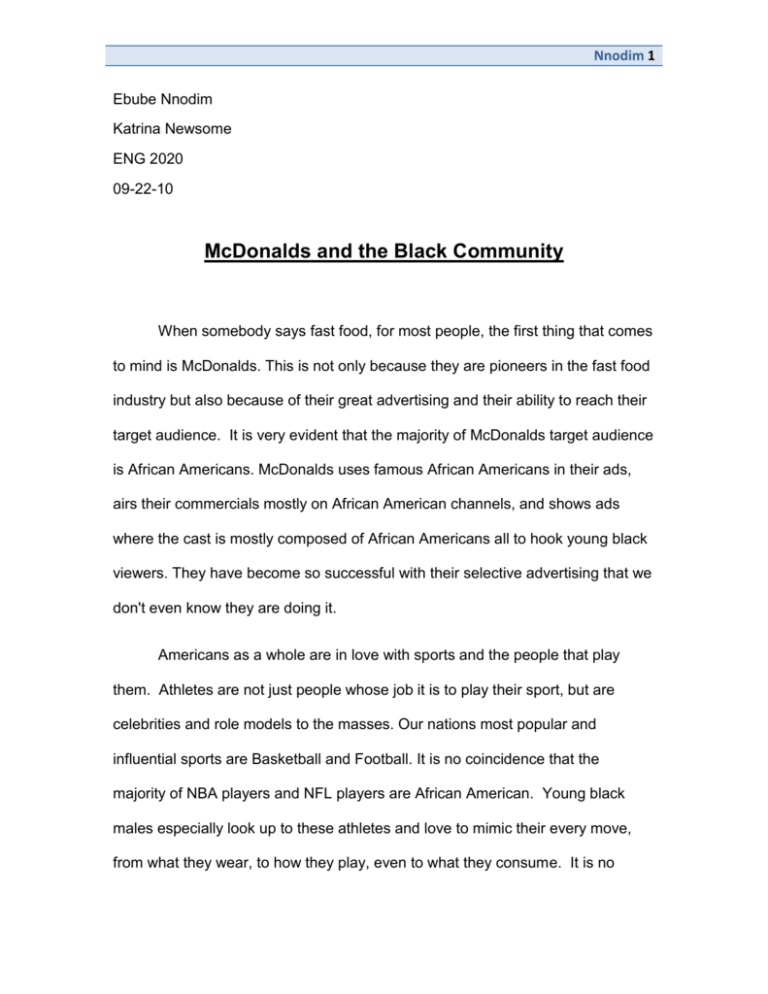 essay about mcdonald's fast food restaurant