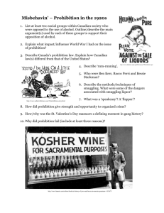 Misbehavin` – Prohibition in the 1920s