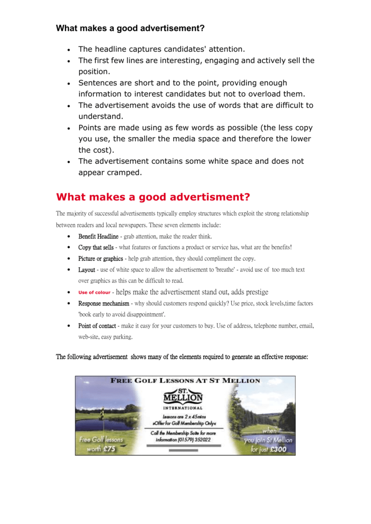 What Makes A Good Advertisement