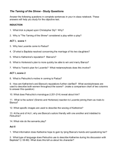 The Taming of the Shrew - Study Questions