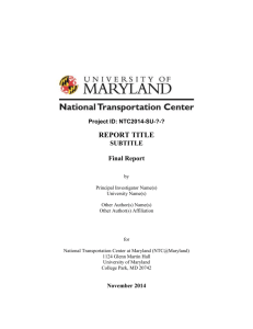 NTC@Maryland Final Report Template