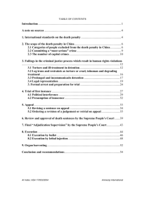 Executed "according to law"? The death penalty in China 22/03/2004