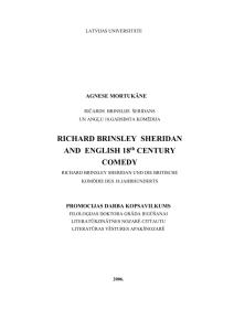 Agnese Mortukāne. Richard Brinsley Sheridan and English 18th