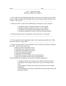 Possible Test questions for Historical Europe Unit Test