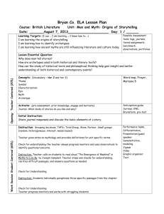 Unit One Daily Lesson Plans for British Literature Grade 12