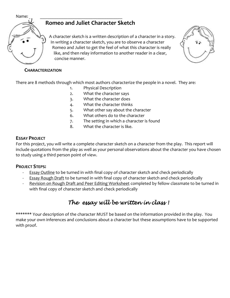 Romeo and Juliet Character Sketch Outline