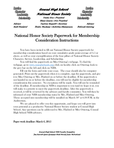 National Honor Society Membership Paperwork Instructions