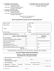 Sports Camps/Clinics/Leagures General Liability Application