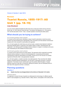 Volume 9, Number 4, April 2014 Revision Tsarist Russia, 1855