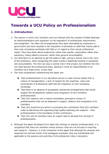 Towards a UCU Policy on Professionalism