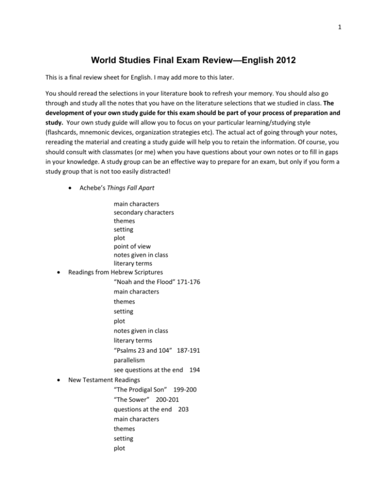 world-studies-final-exam-review