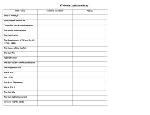 8th Grade Curriculum Map Unit Topics Essential Standards Pacing