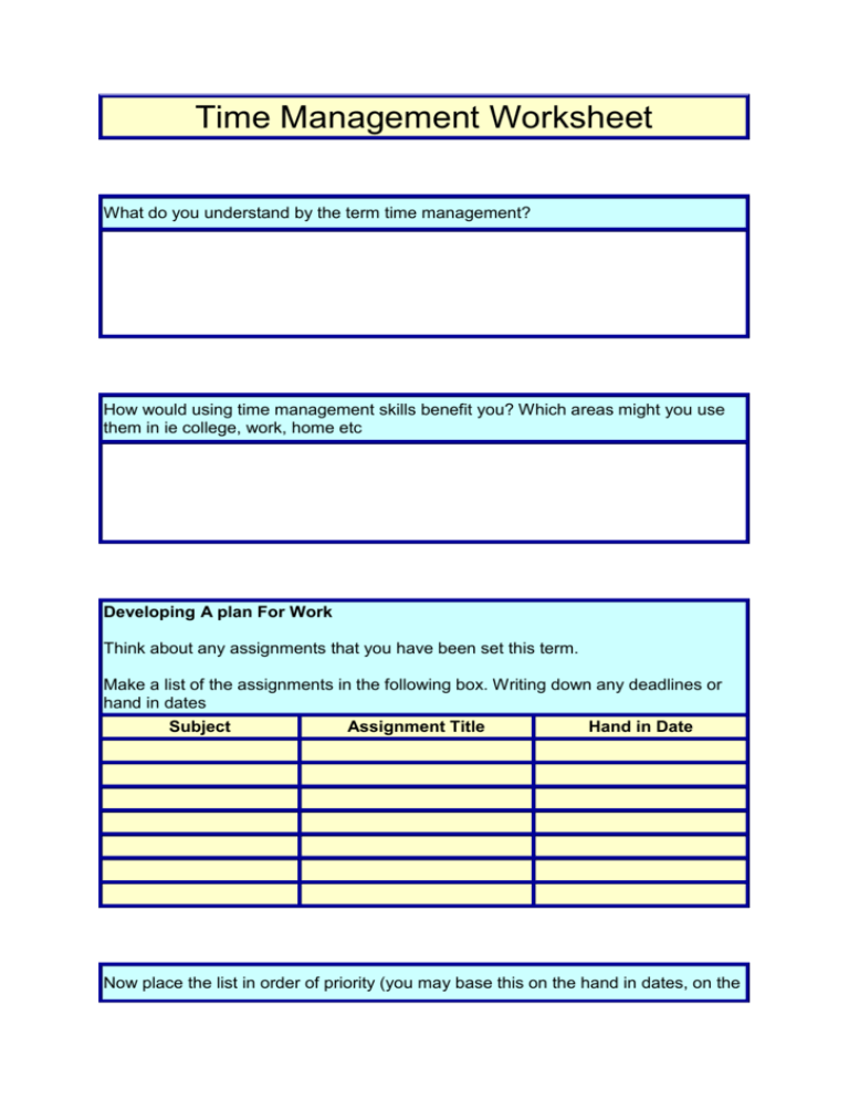 time management skills assignment