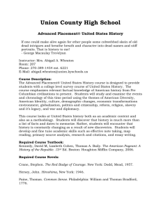 Union County High School Advanced Placement® United States