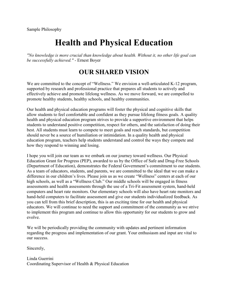 personal philosophy of physical education