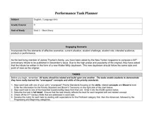 Performance Task Planner Subject English / Language Arts Grade
