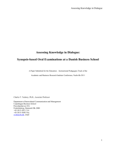 Synopsis-based Oral Examinations at a Danish Business School