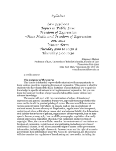Freedom of Expression - University of British Columbia Faculty of Law