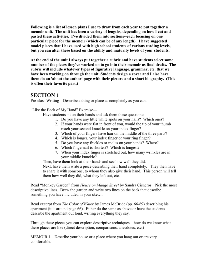 memoir outline template pdf