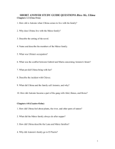 SHORT ANSWER STUDY GUIDE QUESTIONS Bless Me, Ultima