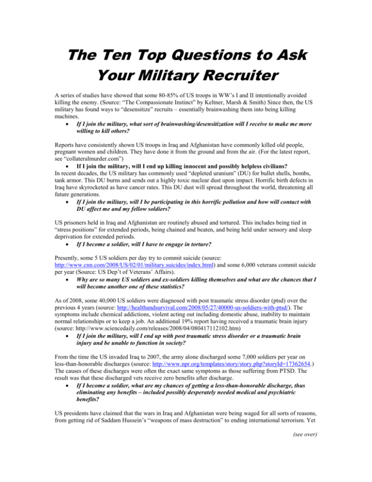 Questions To Ask Your Military Recruiter