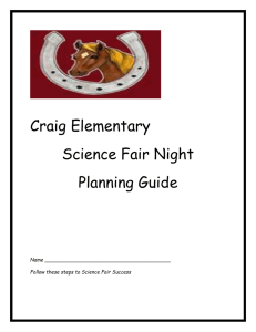 Craig Elementary Science Fair Night Planning Guide Name Follow