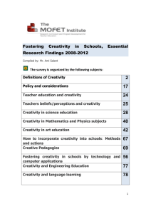 Fostering Creativity in Schools, Essential Research Findings 2008