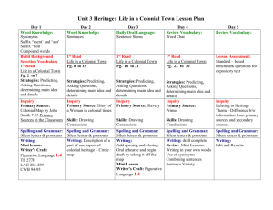 Unit 3 Heritage: Life in a Colonial Town Lesson Plan