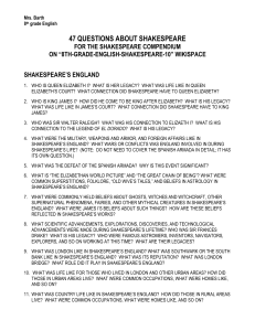 47 Questions ABOUT Shakespeare FOR THE SHAKESPEARE