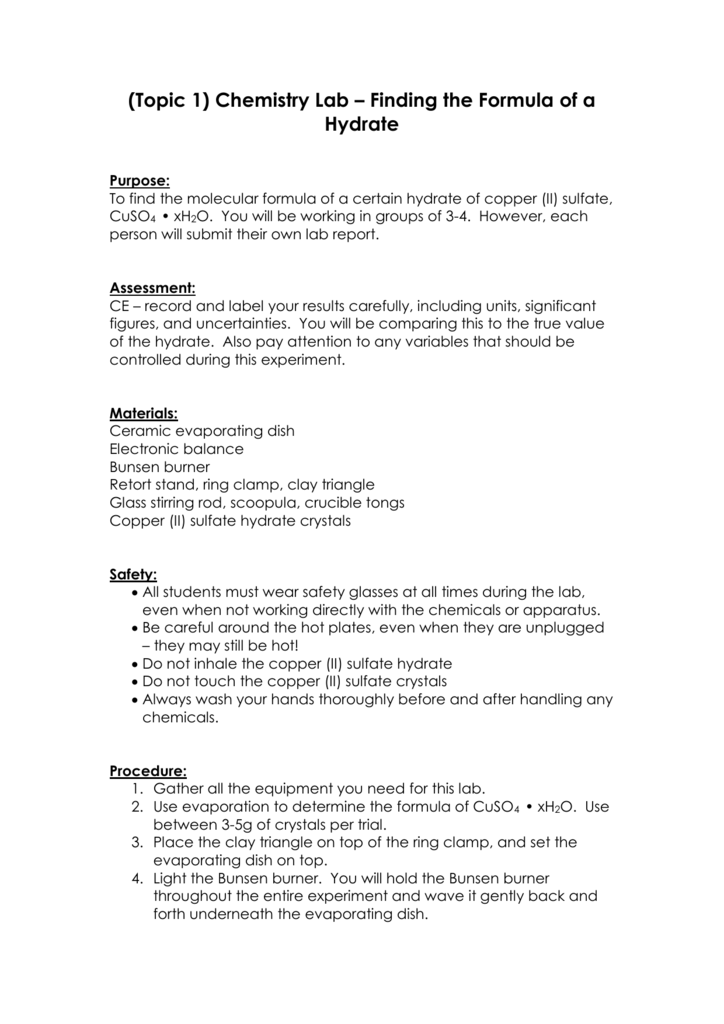 chemlab hydrate formula