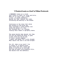i wonder lonely as a cloud by william wordsworth i wonder lonely as a cloud by william wordsworth