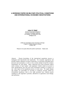 a working paper on military-political conditions
