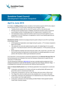 Sunshine Coast Council Development Indicators Snapshot April to