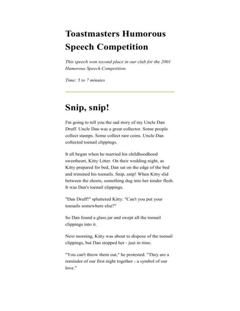 Toastmasters Humorous Speech Competition