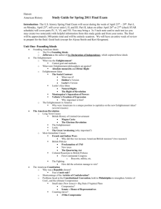 Hansen American History Study Guide for Spring 2011 Final Exam