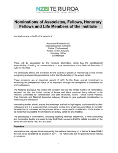 Nominations of Associates, Fellows, Honorary Fellows and Life