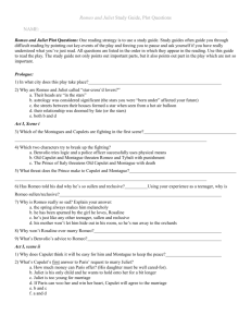 Romeo and Juliet Study Guide, Plot Questions Romeo and Juliet