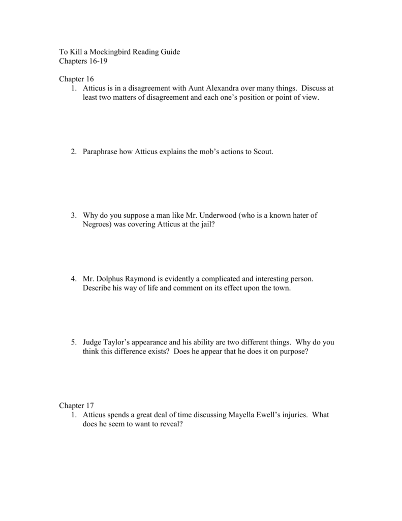 to kill a mockingbird chapter 18 questions and answers