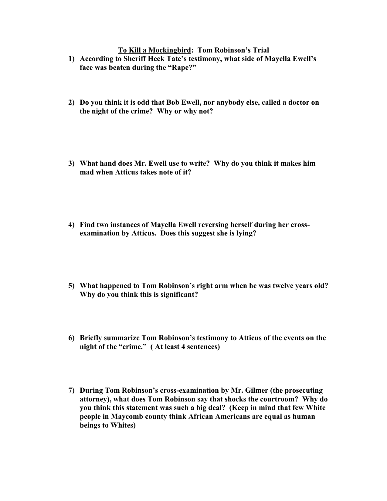 Tkam Trial Evidence Chart Answers