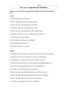 The Giver Comprehension Questions