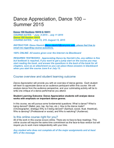 Dance Appreciation, Dance 100 – Summer 2015