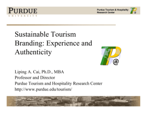 Sustainable Tourism Branding: Experience and Authenticity