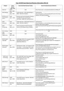 Year 10 GCSE Exam Board and Revision Information 2014-16