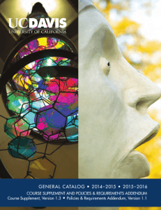 UC Davis 2014-2016 General Catalog Course Supplement and