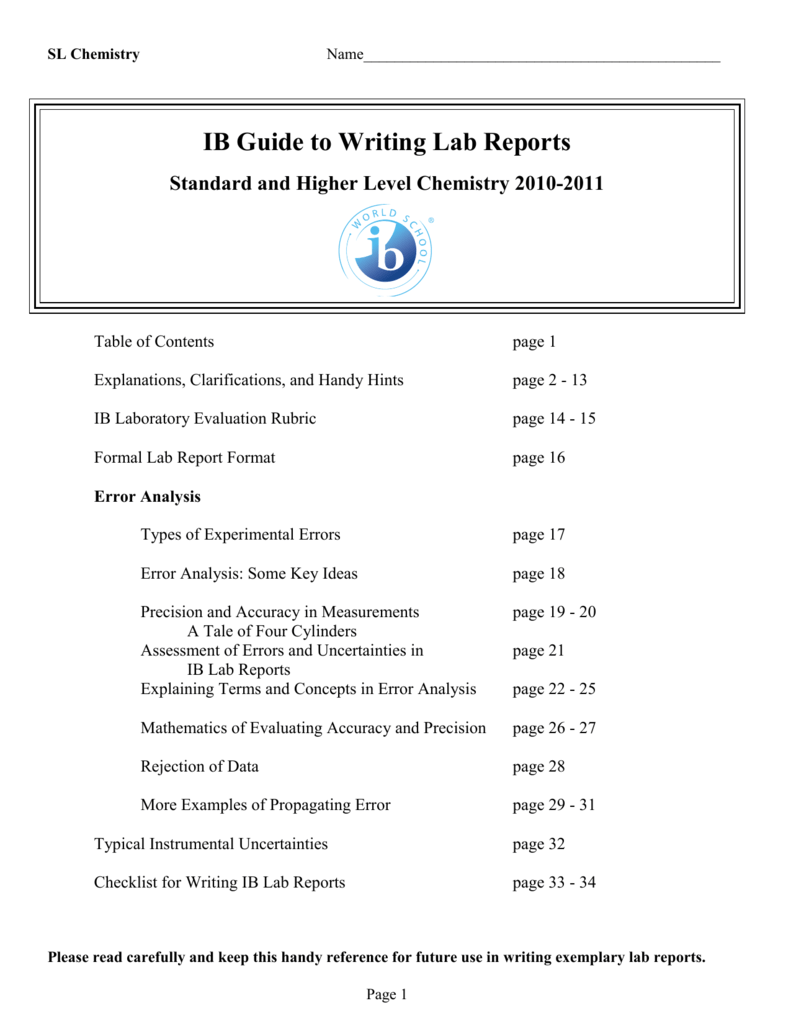 IB Guide to Writing Lab Reports In Ib Lab Report Template