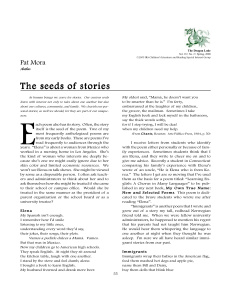 The seeds of stories - Children's Literature and Reading