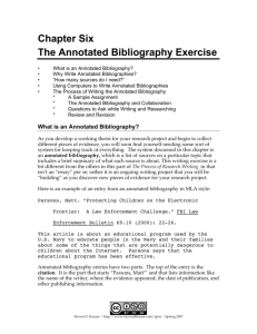 Chapter Six The Annotated Bibliography Exercise