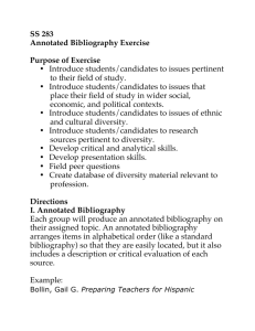 SS 283 Annotated Bibliography Exercise Purpose of Exercise