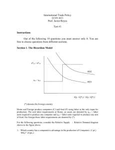 International Trade Policy Prof. Javier Reyes Test #1 Instructions Out